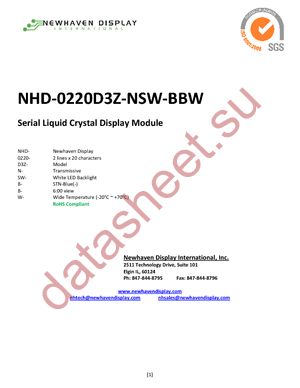 NHD-0220D3Z-NSW-BBW datasheet  